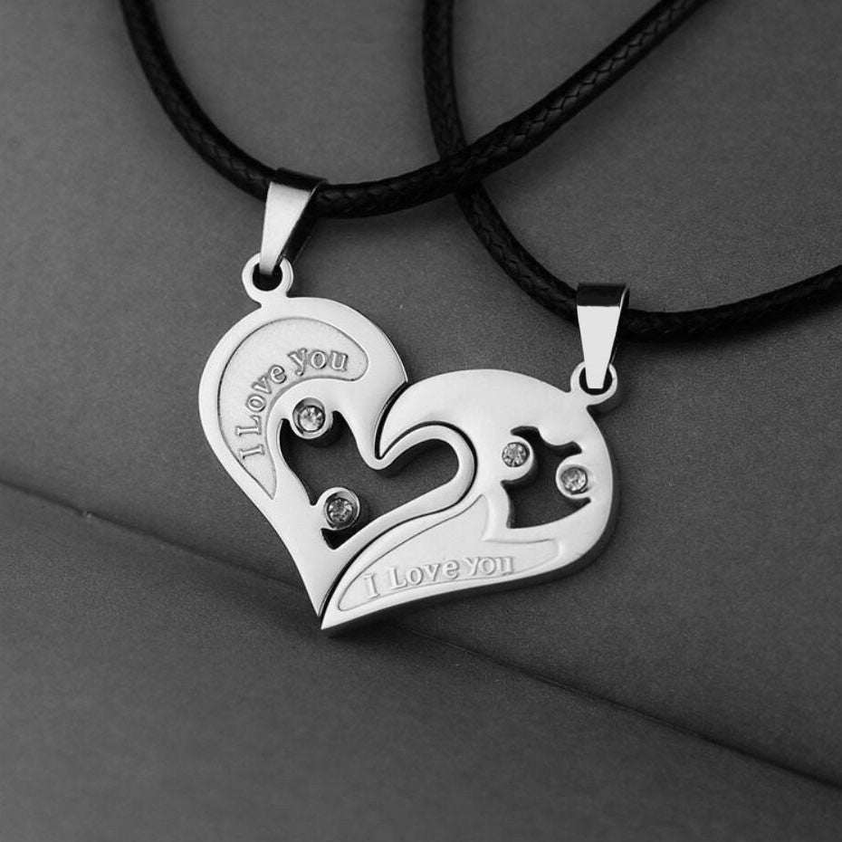 Wholesale  necklace a pair of heart-shaped diamond-embedded love pendant trendy Korean style jewelry